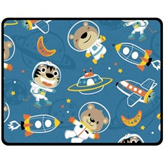 Seamless-pattern-funny-astronaut-outer-space-transportation Fleece Blanket (medium) by uniart180623