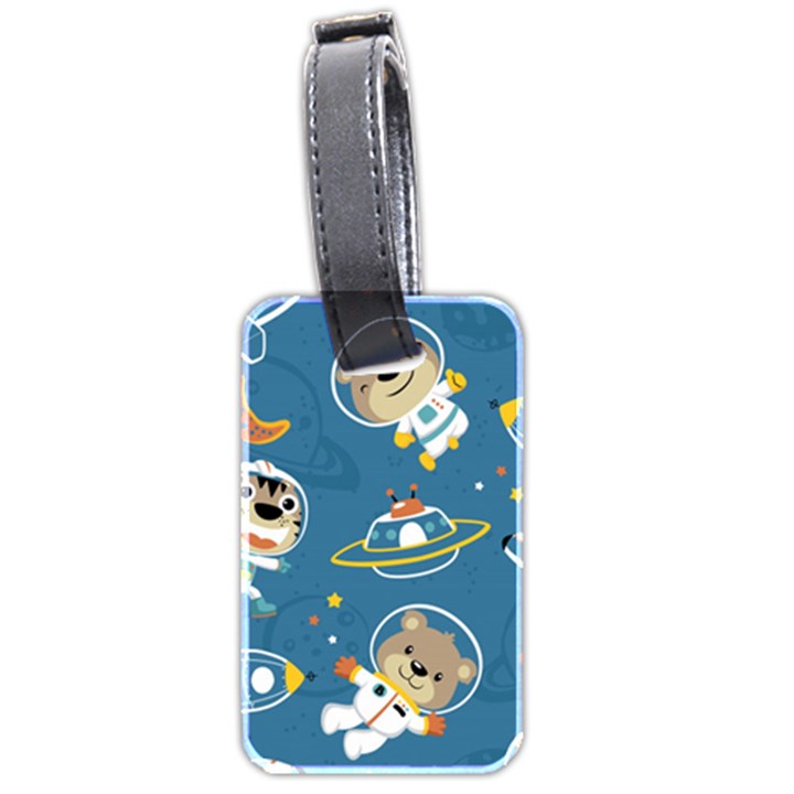 Seamless-pattern-funny-astronaut-outer-space-transportation Luggage Tag (two sides)