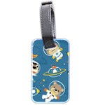 Seamless-pattern-funny-astronaut-outer-space-transportation Luggage Tag (two sides) Back