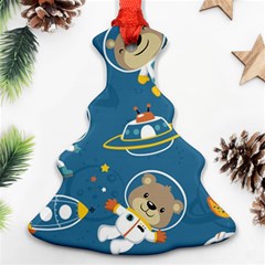 Seamless-pattern-funny-astronaut-outer-space-transportation Christmas Tree Ornament (two Sides) by uniart180623