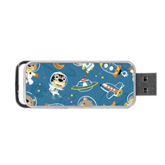 Seamless-pattern-funny-astronaut-outer-space-transportation Portable Usb Flash (one Side) by uniart180623