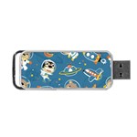 Seamless-pattern-funny-astronaut-outer-space-transportation Portable USB Flash (One Side) Front