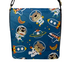 Seamless-pattern-funny-astronaut-outer-space-transportation Flap Closure Messenger Bag (l) by uniart180623