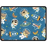 Seamless-pattern-funny-astronaut-outer-space-transportation Two Sides Fleece Blanket (Large) 80 x60  Blanket Front