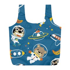 Seamless-pattern-funny-astronaut-outer-space-transportation Full Print Recycle Bag (l) by uniart180623