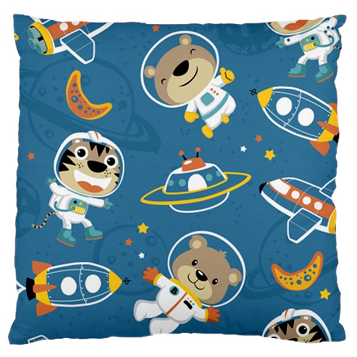 Seamless-pattern-funny-astronaut-outer-space-transportation Standard Premium Plush Fleece Cushion Case (One Side)