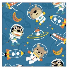 Seamless-pattern-funny-astronaut-outer-space-transportation Square Satin Scarf (36  X 36 ) by uniart180623