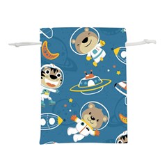 Seamless-pattern-funny-astronaut-outer-space-transportation Lightweight Drawstring Pouch (l) by uniart180623