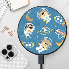 Seamless-pattern-funny-astronaut-outer-space-transportation Wireless Fast Charger(black) by uniart180623