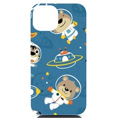 Seamless-pattern-funny-astronaut-outer-space-transportation Iphone 14 Black Uv Print Case