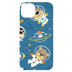 Seamless-pattern-funny-astronaut-outer-space-transportation Iphone 14 Plus Black Uv Print Case by uniart180623