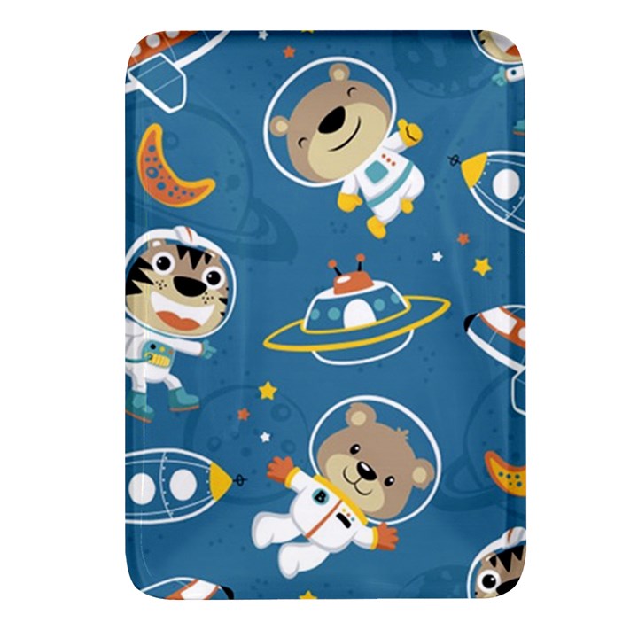 Seamless-pattern-funny-astronaut-outer-space-transportation Rectangular Glass Fridge Magnet (4 pack)