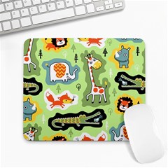 Seamless-pattern-with-wildlife-animals-cartoon Large Mousepad by uniart180623