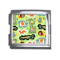 Seamless-pattern-with-wildlife-animals-cartoon Mega Link Italian Charm (18mm) by uniart180623