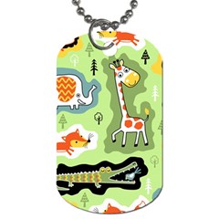 Seamless-pattern-with-wildlife-animals-cartoon Dog Tag (one Side) by uniart180623