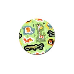 Seamless-pattern-with-wildlife-animals-cartoon Golf Ball Marker (4 Pack) by uniart180623