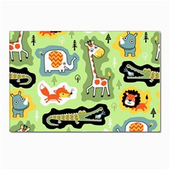 Seamless-pattern-with-wildlife-animals-cartoon Postcard 4 x 6  (pkg Of 10) by uniart180623