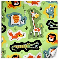 Seamless-pattern-with-wildlife-animals-cartoon Canvas 12  X 12  by uniart180623