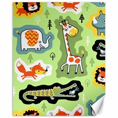 Seamless-pattern-with-wildlife-animals-cartoon Canvas 11  X 14  by uniart180623