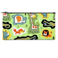 Seamless-pattern-with-wildlife-animals-cartoon Pencil Case by uniart180623