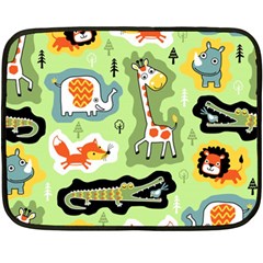 Seamless-pattern-with-wildlife-animals-cartoon Two Sides Fleece Blanket (mini) by uniart180623