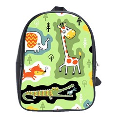 Seamless-pattern-with-wildlife-animals-cartoon School Bag (xl) by uniart180623