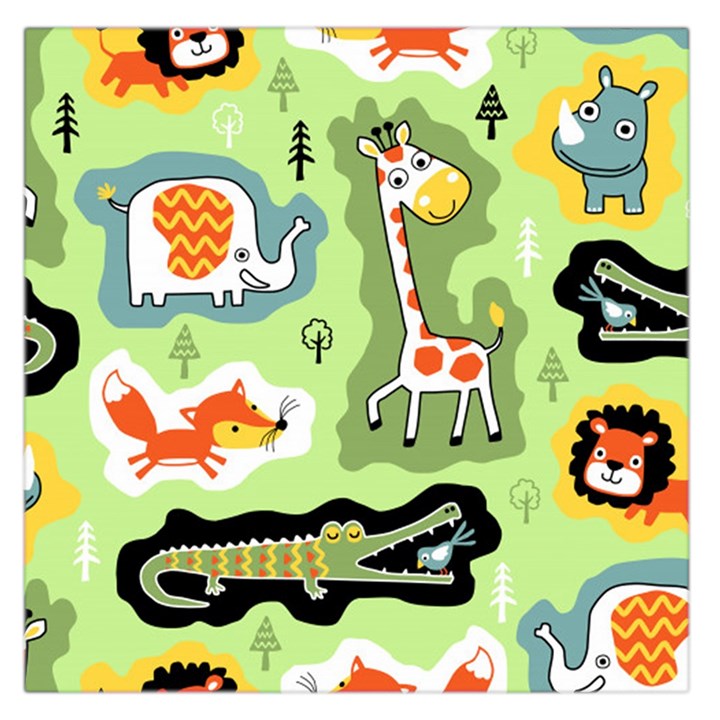 Seamless-pattern-with-wildlife-animals-cartoon Square Satin Scarf (36  x 36 )