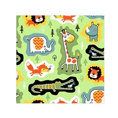 Seamless-pattern-with-wildlife-animals-cartoon Square Satin Scarf (30  X 30 ) by uniart180623