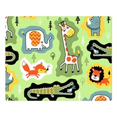 Seamless-pattern-with-wildlife-animals-cartoon Premium Plush Fleece Blanket (large)