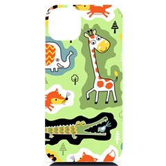 Seamless-pattern-with-wildlife-animals-cartoon Iphone 14 Plus Black Uv Print Case