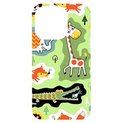 Seamless-pattern-with-wildlife-animals-cartoon Iphone 14 Pro Black Uv Print Case