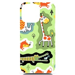 Seamless-pattern-with-wildlife-animals-cartoon Iphone 14 Pro Max Black Uv Print Case