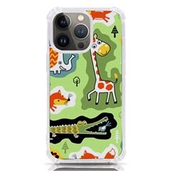 Seamless-pattern-with-wildlife-animals-cartoon Iphone 13 Pro Tpu Uv Print Case