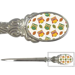 Background-with-owls-leaves-pattern Letter Opener by uniart180623