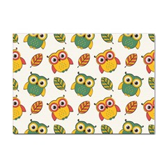 Background-with-owls-leaves-pattern Sticker A4 (100 Pack) by uniart180623