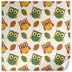 Background-with-owls-leaves-pattern Canvas 12  X 12  by uniart180623