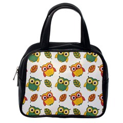 Background-with-owls-leaves-pattern Classic Handbag (one Side) by uniart180623