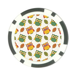 Background-with-owls-leaves-pattern Poker Chip Card Guard (10 Pack) by uniart180623