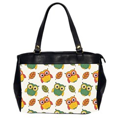 Background-with-owls-leaves-pattern Oversize Office Handbag (2 Sides) by uniart180623