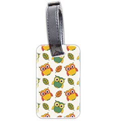 Background-with-owls-leaves-pattern Luggage Tag (two Sides) by uniart180623