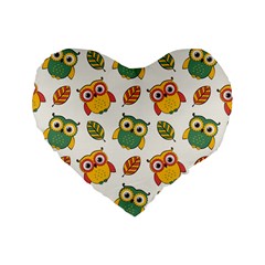 Background-with-owls-leaves-pattern Standard 16  Premium Heart Shape Cushions by uniart180623