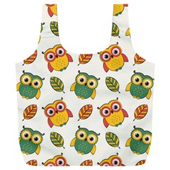 Background-with-owls-leaves-pattern Full Print Recycle Bag (xxl) by uniart180623