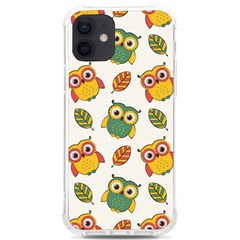 Background-with-owls-leaves-pattern Iphone 12/12 Pro Tpu Uv Print Case by uniart180623