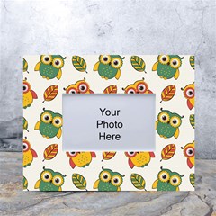 Background-with-owls-leaves-pattern White Tabletop Photo Frame 4 x6  by uniart180623