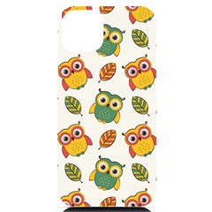 Background-with-owls-leaves-pattern Iphone 14 Plus Black Uv Print Case by uniart180623