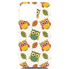 Background-with-owls-leaves-pattern Iphone 14 Pro Max Black Uv Print Case