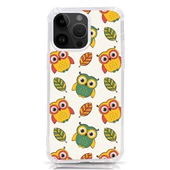 Background-with-owls-leaves-pattern Iphone 14 Pro Max Tpu Uv Print Case by uniart180623