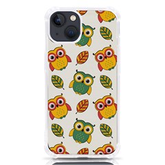 Background-with-owls-leaves-pattern Iphone 13 Tpu Uv Print Case by uniart180623