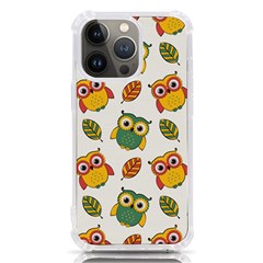 Background-with-owls-leaves-pattern Iphone 13 Pro Tpu Uv Print Case by uniart180623