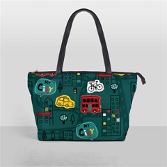 Seamless-pattern-hand-drawn-with-vehicles-buildings-road Classic Shoulder Handbag by uniart180623